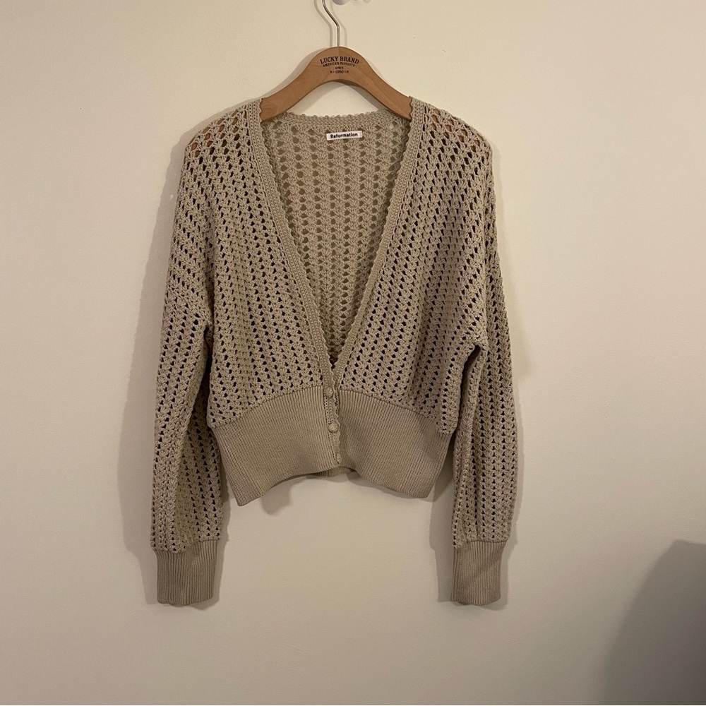 Reformation Erin Front Button Crochet Cardigan